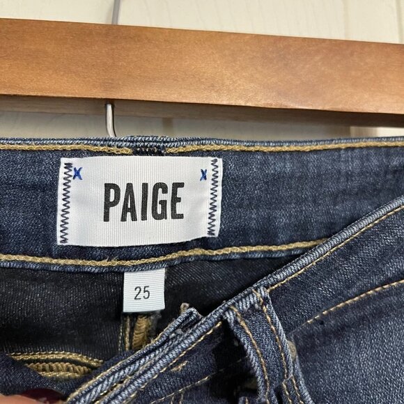 Paige Women's Dark Wash Whiskered Mid Rise Stretch Verdugo Ankle Jeans Size 25 - Picture 3 of 9